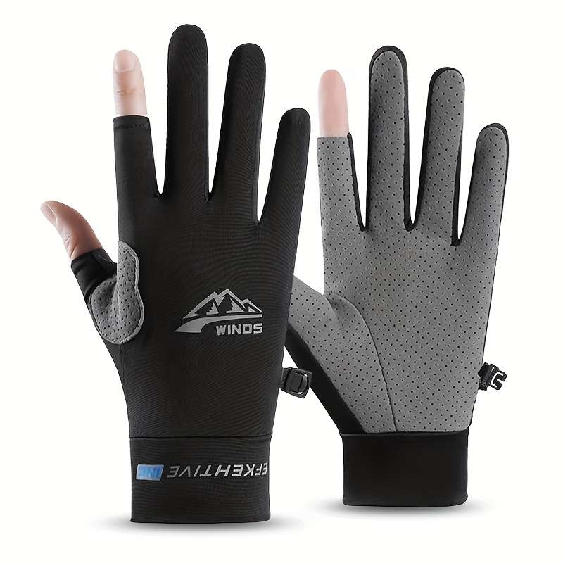 1 Pair Black L Summer Gloves