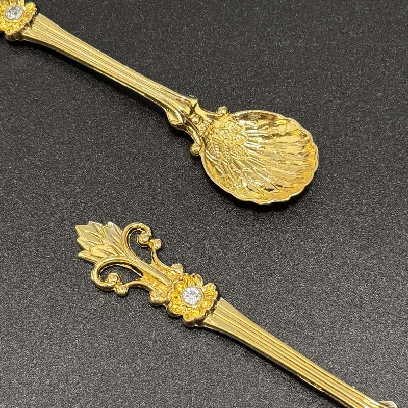 6pcs Elegant Baroque-style Gold-plated Teaspoon With Gorgeous Floral Design Eid Al-Adha Mubara