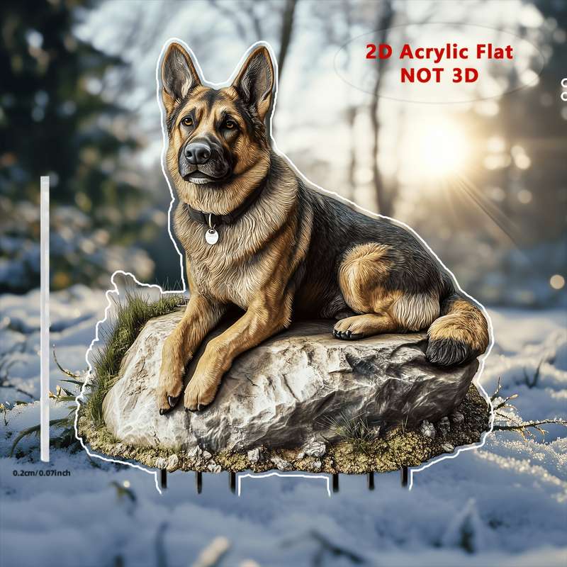 1pc 2D Flat   Acrylic Flat  Acrylic Flat Printing Dog Garden Stake German Shepherd Garden Stake