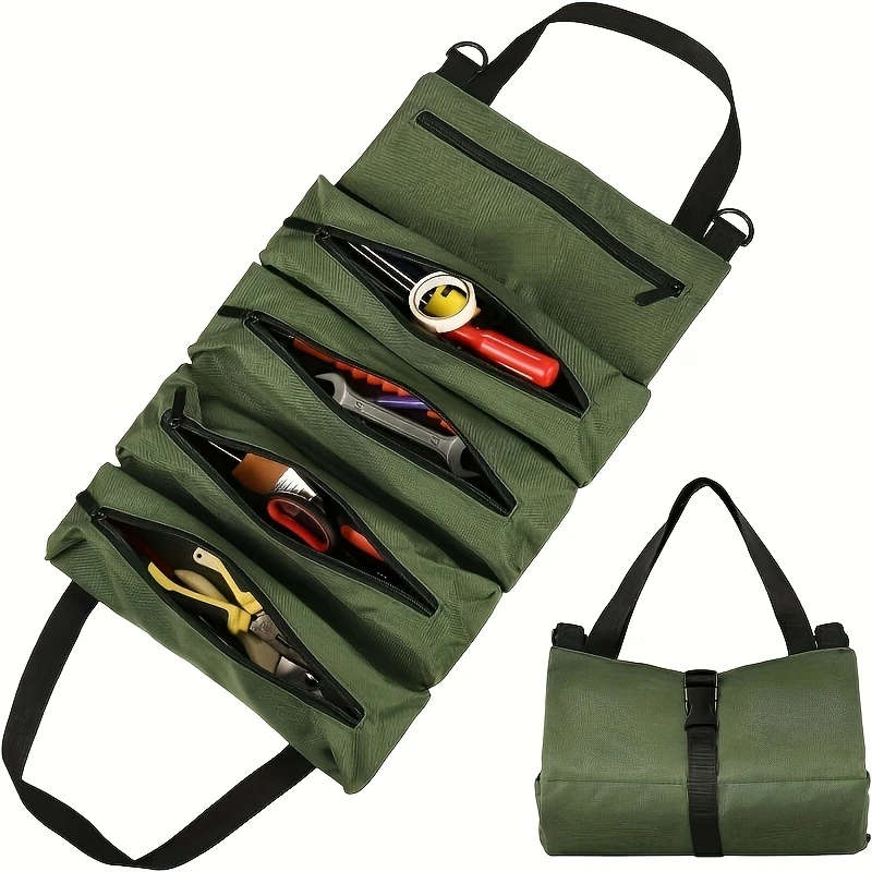 1 Heavy Duty Waterproof Oxford Cloth Roll Up Tool Bag
