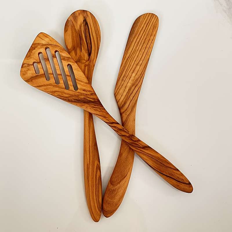 22.8Cm Professional Three-Piece Set Olive Wood Kitchenware Set   Anti-Scalding Frying Spatula