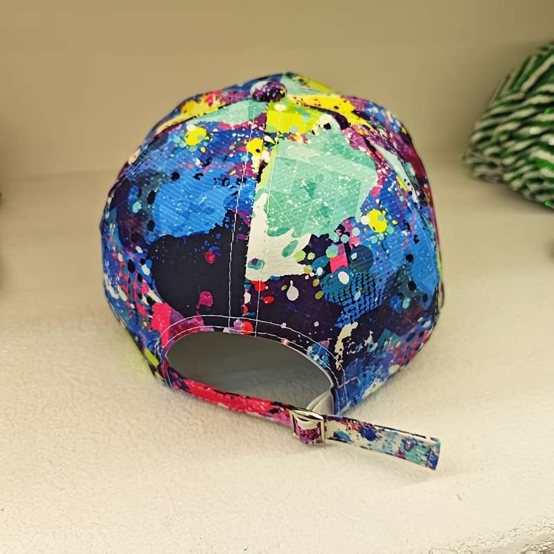 1pc Vibrant Tie-Dye Baseball Cap Lightweight Adjustable Polyester Sun Protection Toggle Closu