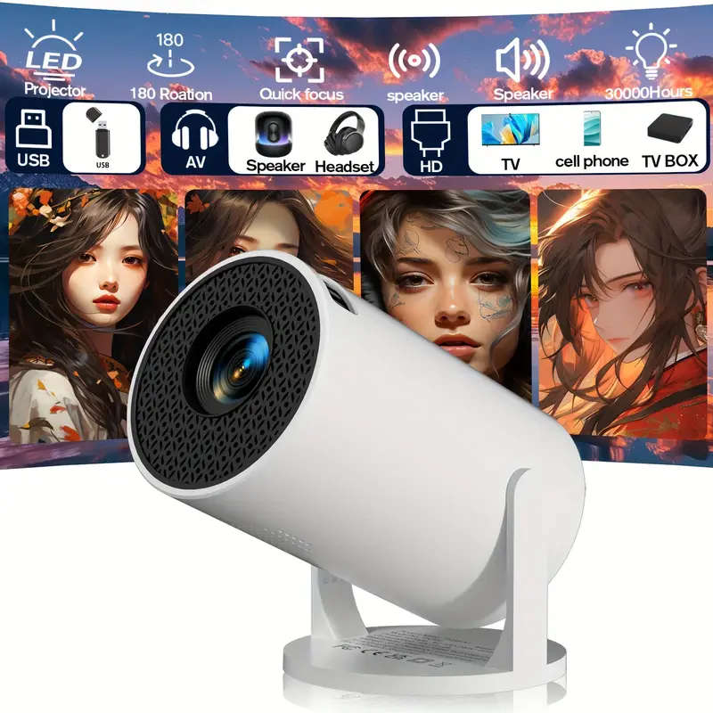 Compact Mini Projector with 180° Adjustable Projection