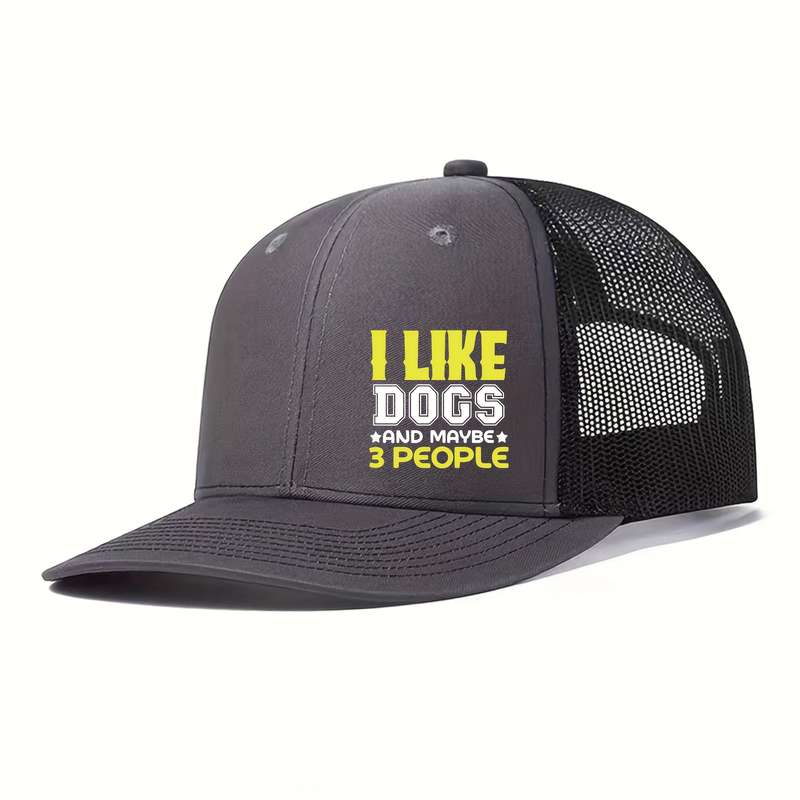 1pc I Like Dogs Funny Printed Trucker Hat Stylish Unisex Baseball Cap for Men Women Lightweig