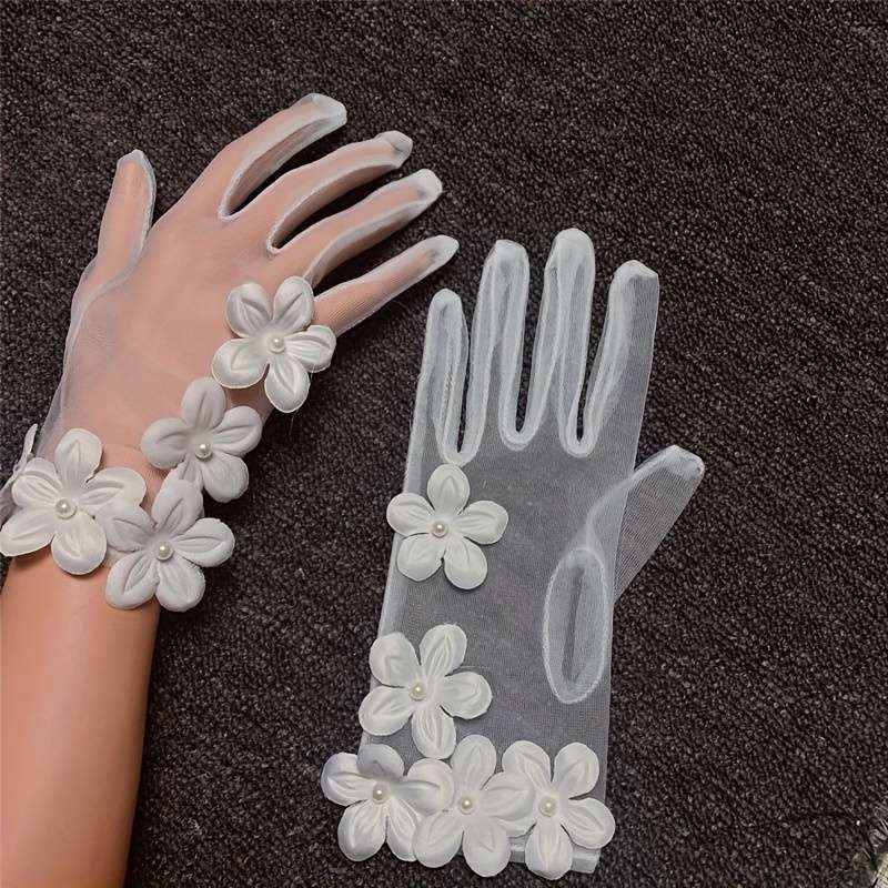 1 Pair White Bridal Wedding Gloves