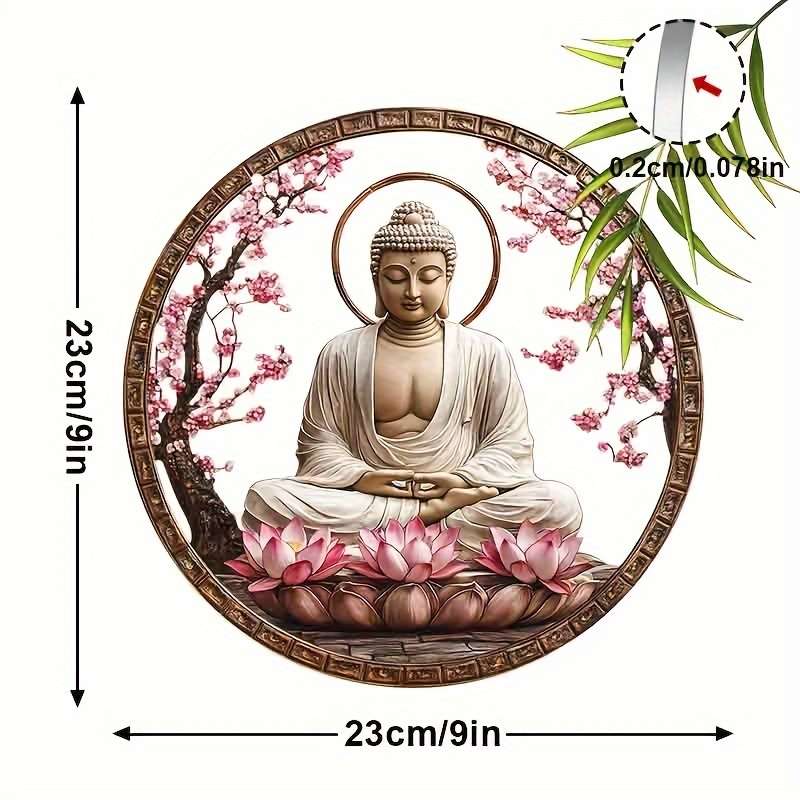 1pc 2D Flat   Acrylic Buddha Garden Garden Suncatcherss 22.86cm x 22.86cm Stained Window Han