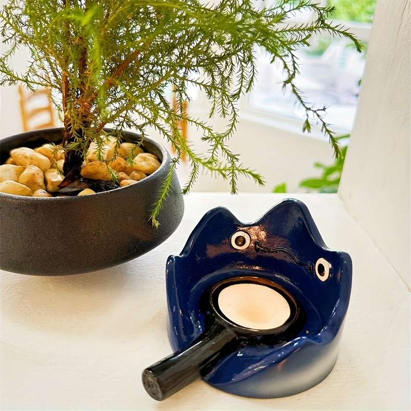 1pc Bohemian Resin Flame-Shaped Decorative Ashtray with Dual Handles Red Black Irregular Ho
