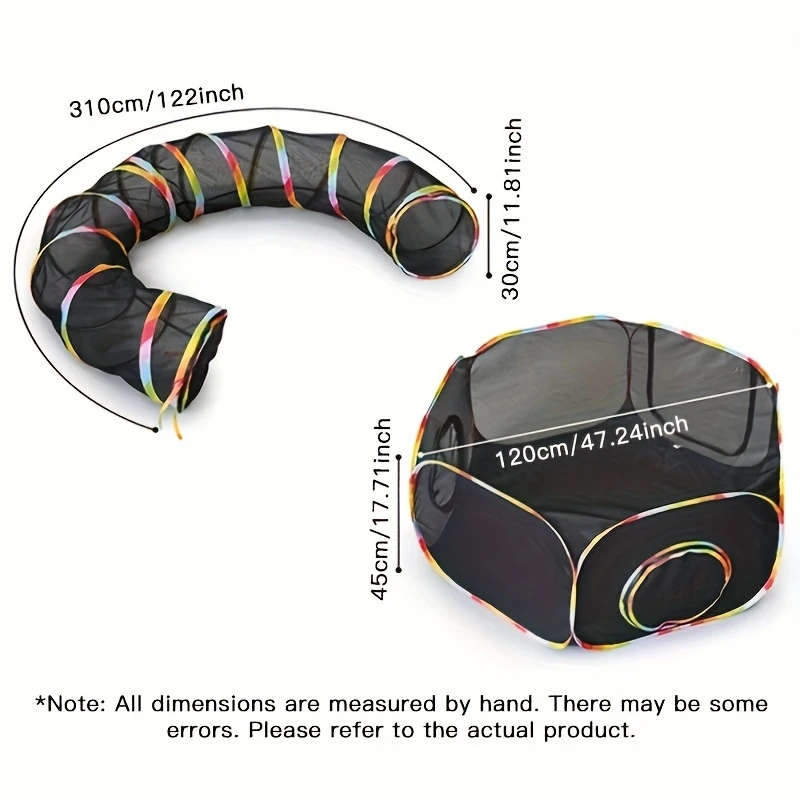 Foldable Cat Tunnel Play Set With Mesh Tent