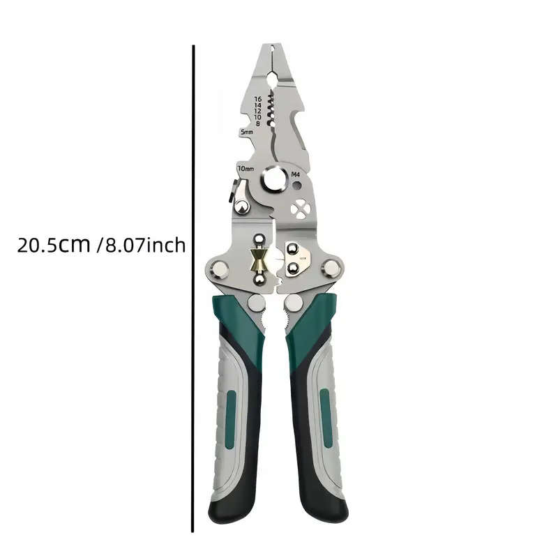 1pc 9in1 Folding Wire Stripping Pliers Industrial-Grade Chrome Vanadium Steel with Collapsible Desig