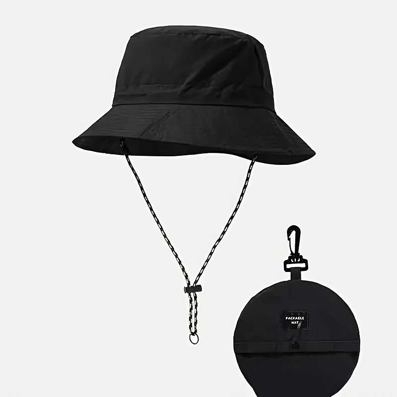 1pc Quick-Dry Foldable Sunscreen Hat Unisex Adjustable Rope Closure Ideal for Fishing Hiking