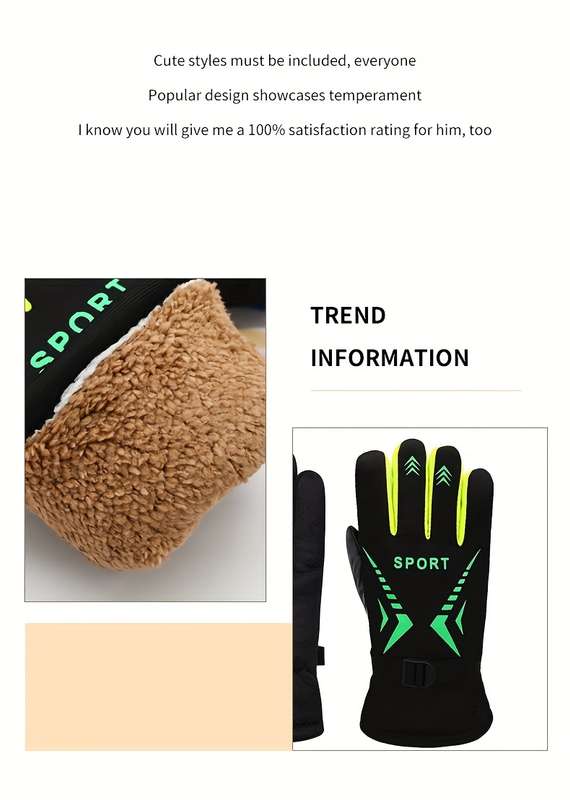 1 Pair Orange Warm Gloves