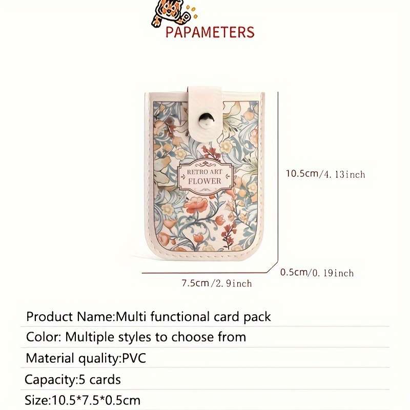 1pc Vintage Floral Pattern Pull-Out Multi-Card Slot ID Holder Large Capacity Compact Ultra-Thin Sy