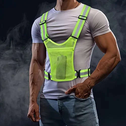 1pc Safety Reflective Vest Reflective Gallus High Visibility Reflective Safety Vest with Pocket Adju