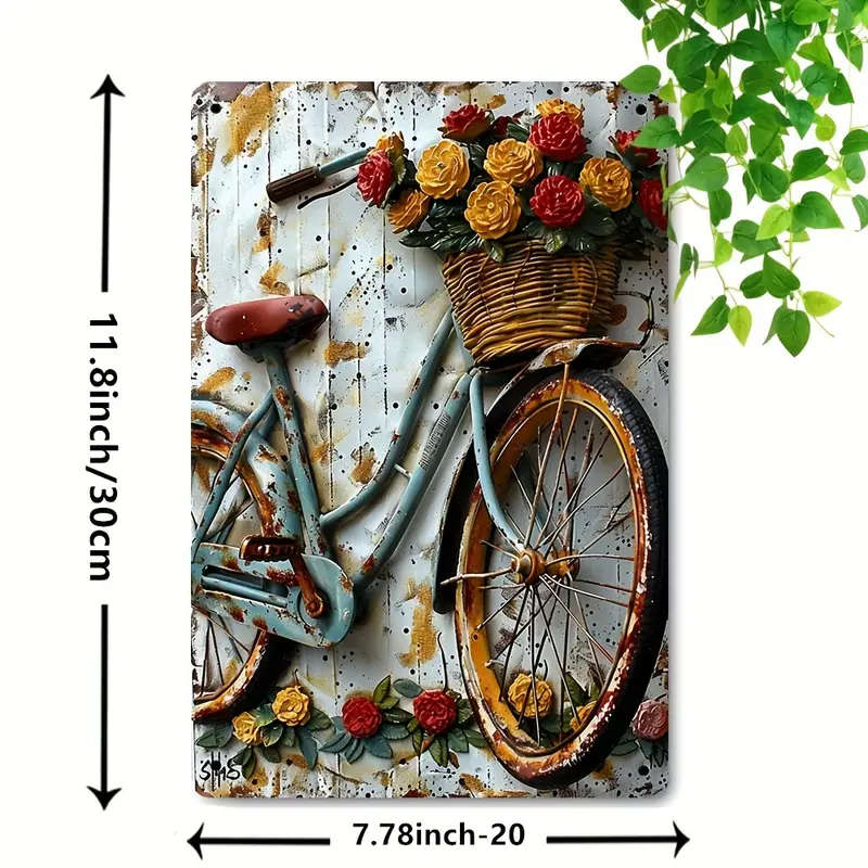 1pc Bicycle Retro Metal Tin Sign 20cmx30cm Interesting Decorative Hanging Sign Suitable for Room Wal