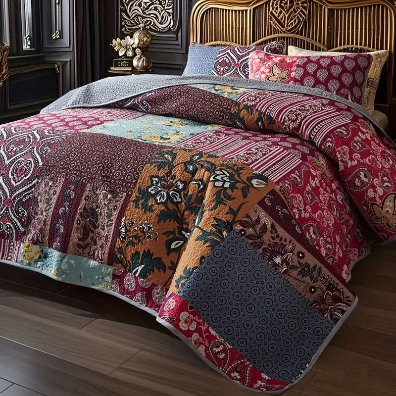Patchwork Floral European Style Thin Bedspread Set 173cm*229cm