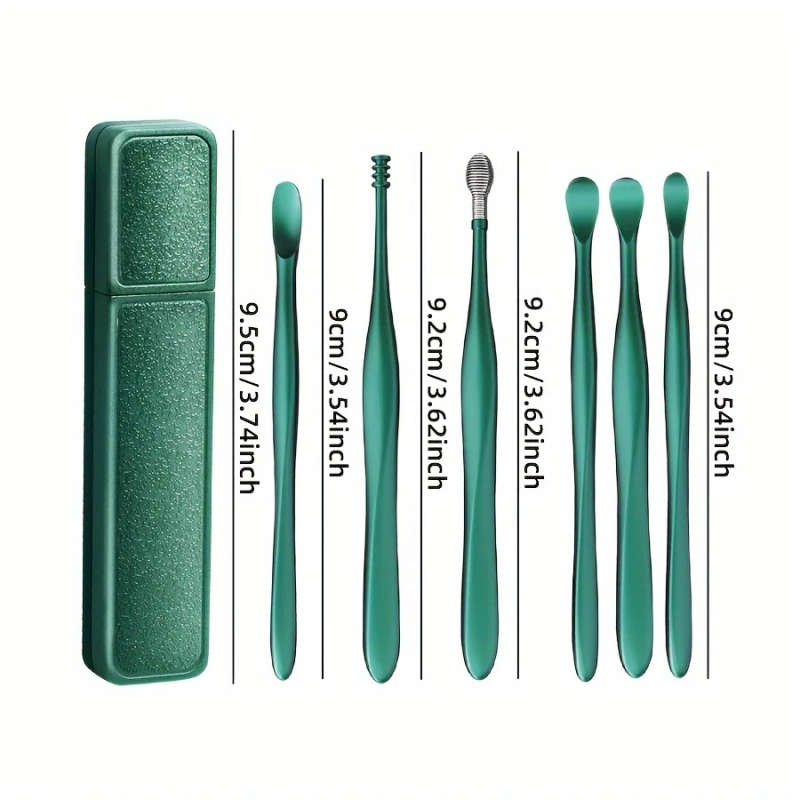 6pcs Portable Ear Cleaning Kit with Durable Spoon Set Storage Case Safe Battery-Free Ear Wax Removal