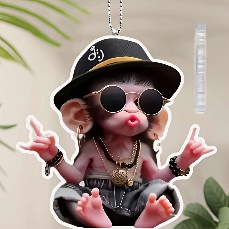 1pc 2D Flat   ~  Acrylic ~ A Funny Monkey Decorative Pendant Used for Keychain Pendants