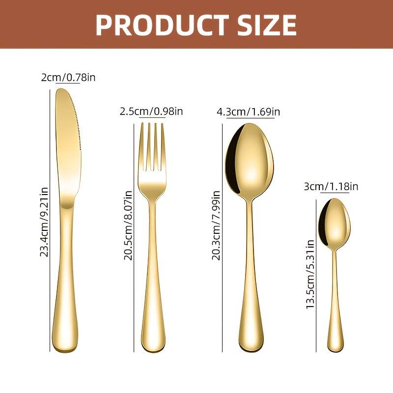 4pcs Golden Tableware Set Knife Fork Spoon Cutlery Set Elegant Golden Stainless Steel Cutlery