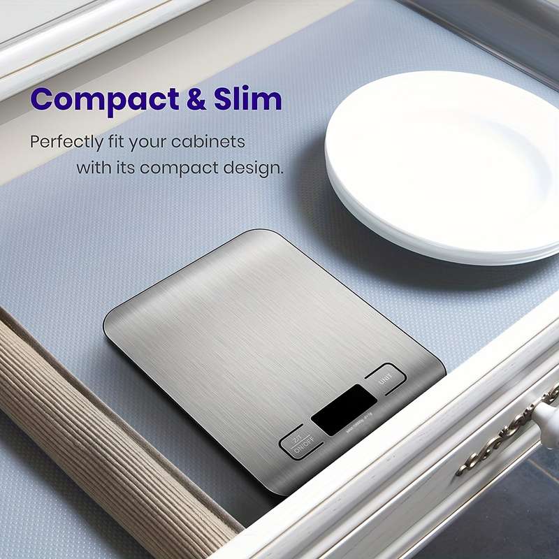 1pc High-Precision Stainless Steel 1pc Digital Kitchen Scale 22lb 10kg Capacity LCD Display Tar