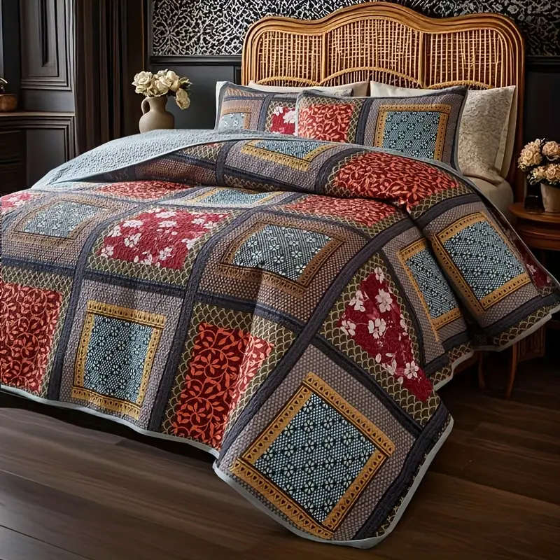 Patchwork Floral European Style Thin Bedspread Set 173cm*229cm