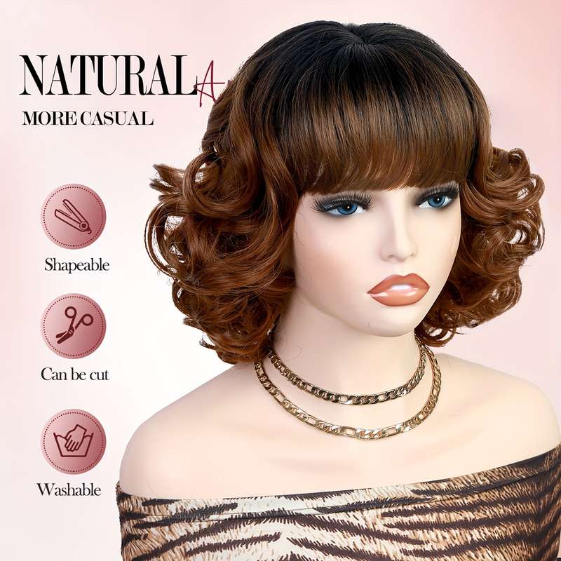 1Pc Ombre Brown 25.4cm Fashion Design Wig