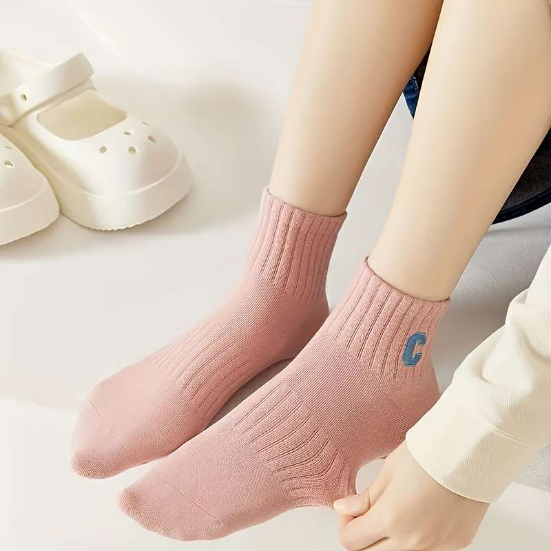 5 Pairs Of Mixed Colors Asian One Size High Elastic Socks