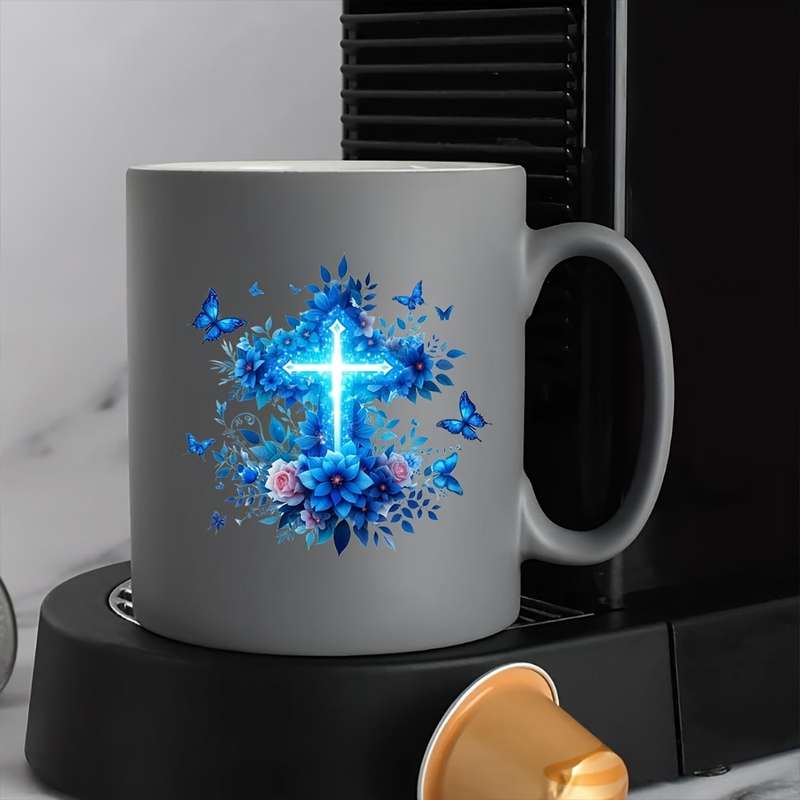 12pcs Lighted Floral Cross Jesus Christian Themed Stickers