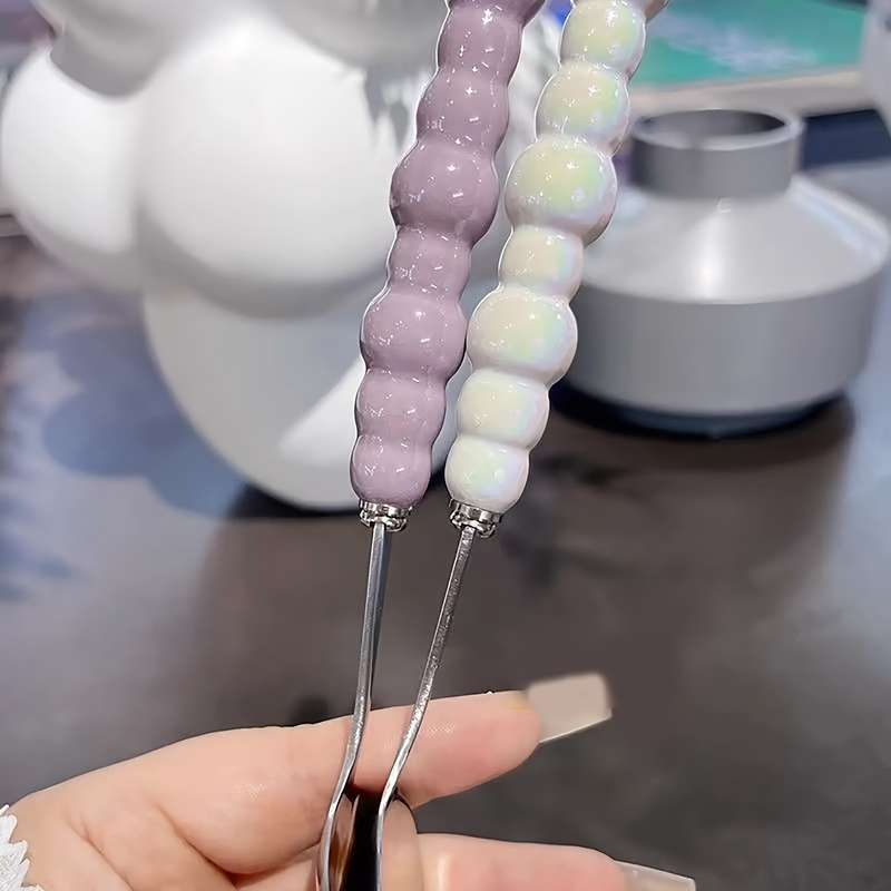 2pcs Colorful Pearl Stainless Steel Teaspoons Kitchen and Dining Utensils Dessert Spoons Hom