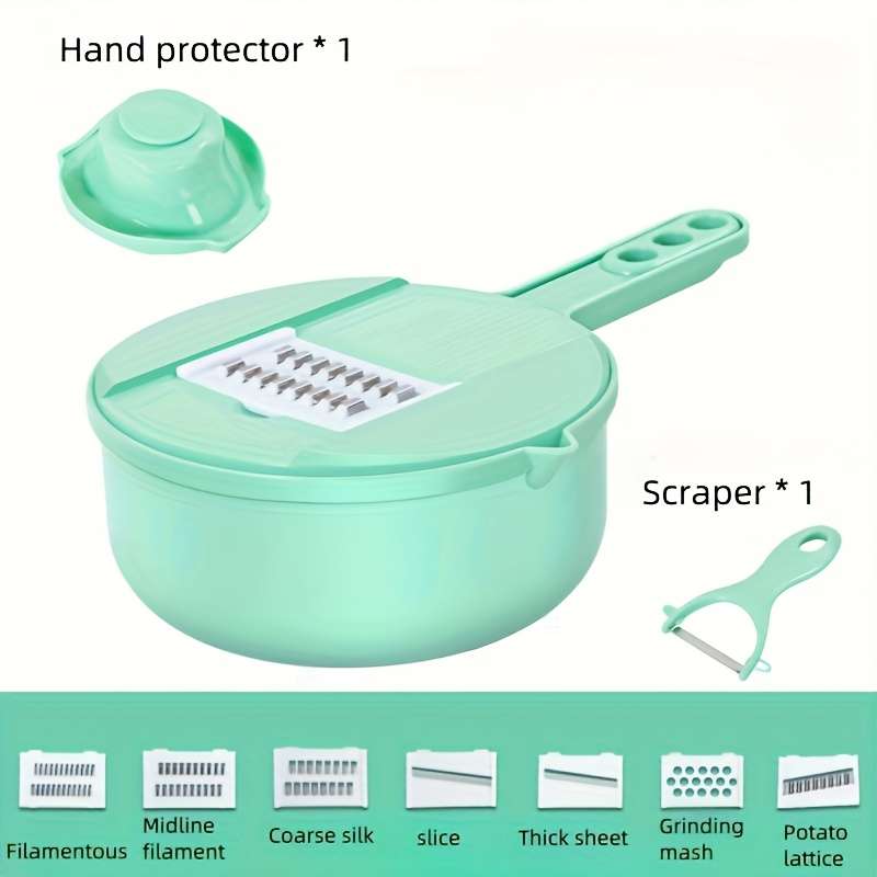 1pc Commercial Grade Stainless Steel 9pcs Set of Vegetable Shredders and Slicers Multifunctional V