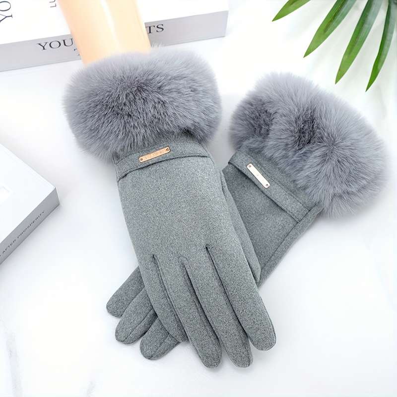 1 Pair Grey Winter Touchscreen Gloves