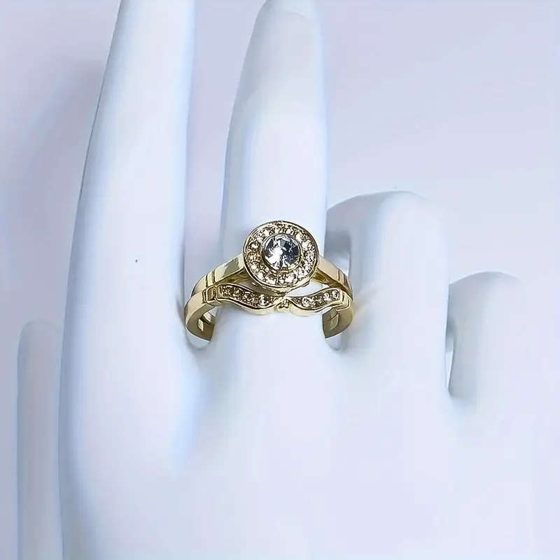 Vintage Look Ring Set with Rhinestones