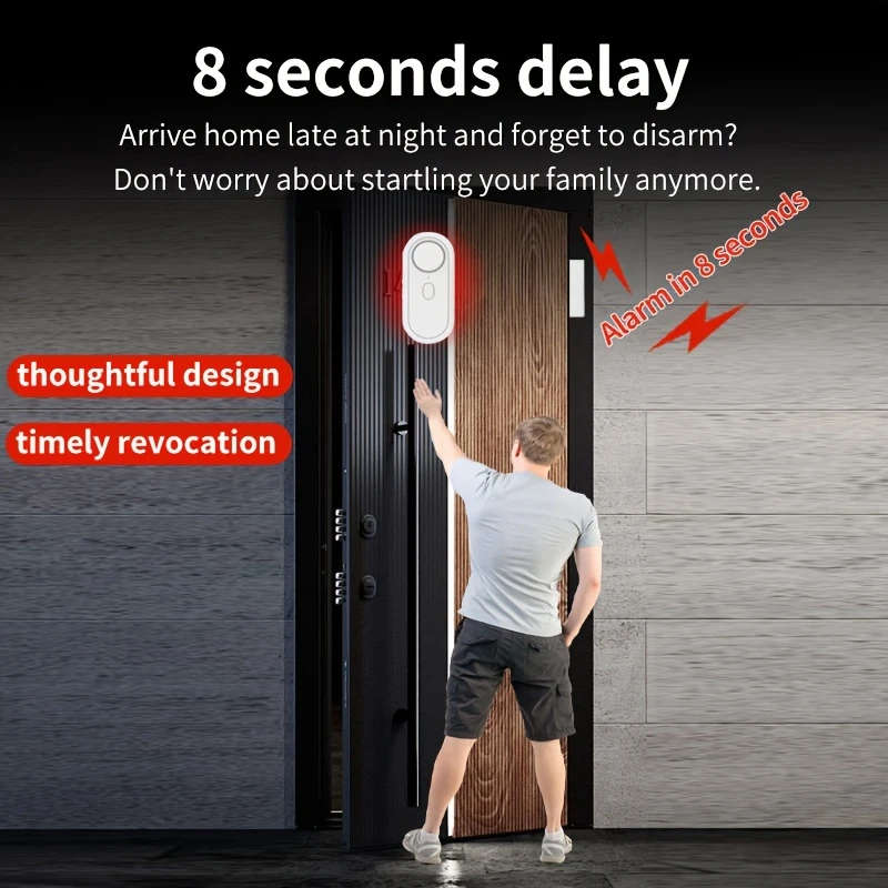 1pc Adjustable Volume Battery Operated Wireless Door And Window Alarms with Remote for Home Security
