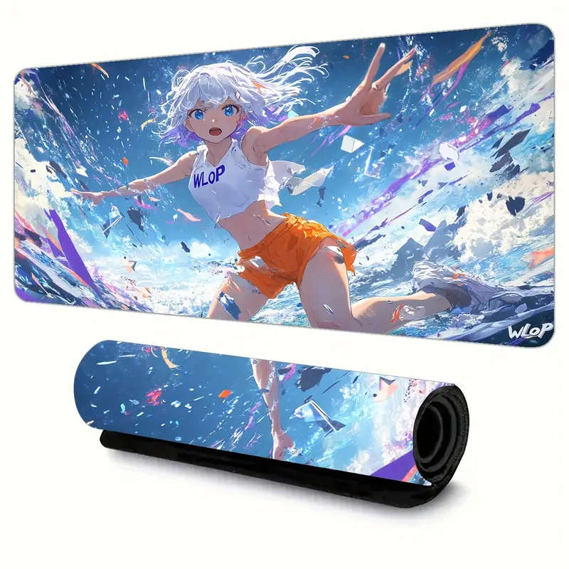 1pc 30x80cm 2D Girl Rubber Non-Slip Mouse Pad Office Desk Accessory