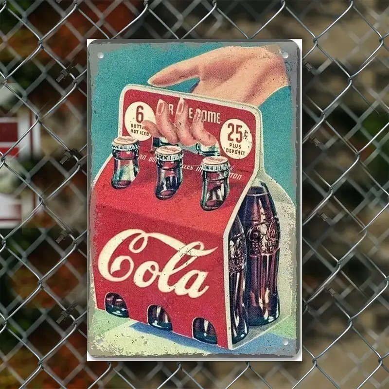 1pc Vintage Cola Metal Tin Sign Frameless Wall Art Suitable for Home Bar Pub Club And Restaurant Dec