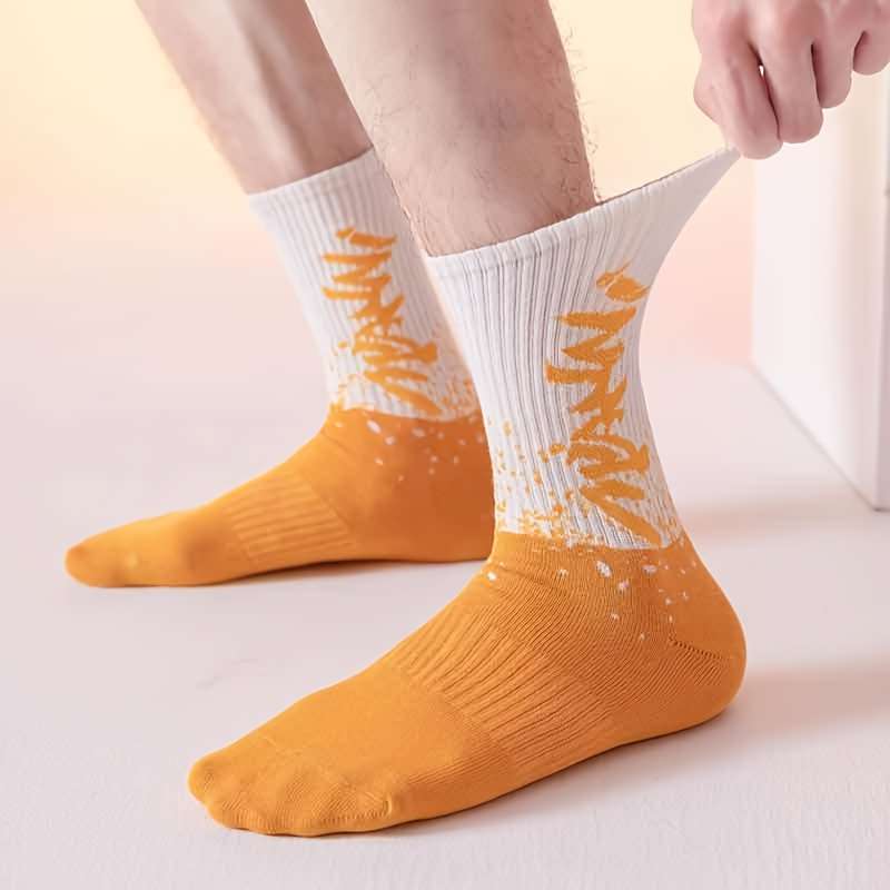 5 Pairs Of Mixed Colors One Size High Elastic Socks