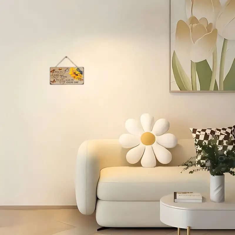 1pc Vintage Wooden Sunflower Butterflies Wall Hanging Sign Inspirational Quote Plaque for Porch Home