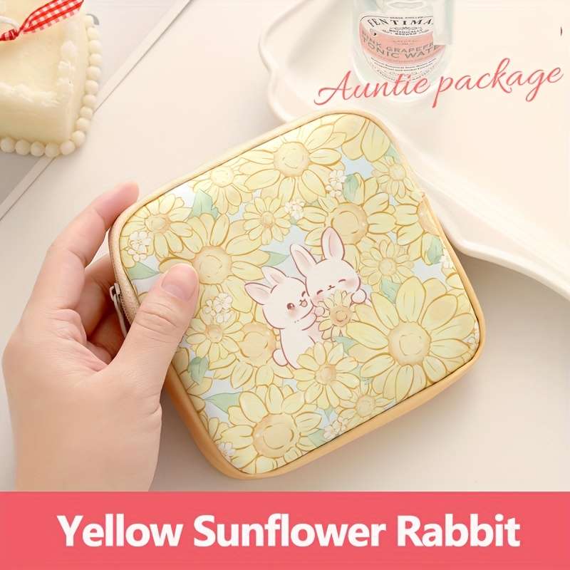 1pc Cute Cartoon Oil Painting Design PVC Storage Bag Casual Style Lightweight Hand Washable