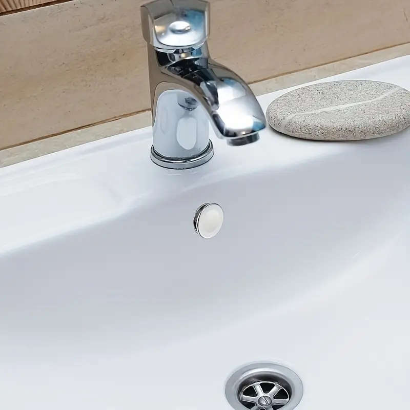 2pcs Elegant White Golden Dual-Ring Drain Covers for Kitchen Bathroom Sinks Waterproof Decorative an