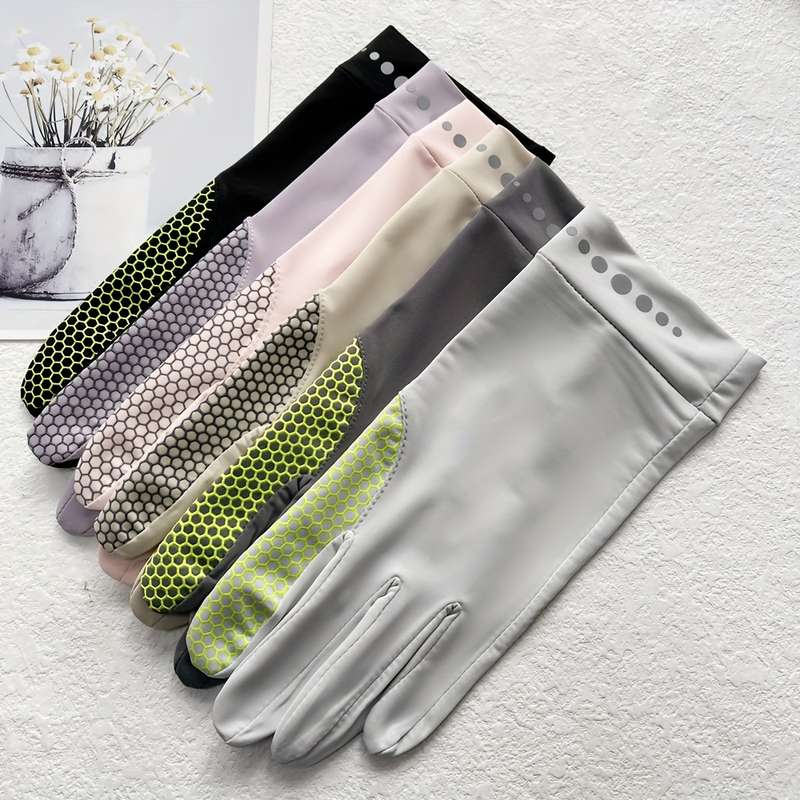 1 Pair Black Darkgray One Size Summer Full Finger Gloves