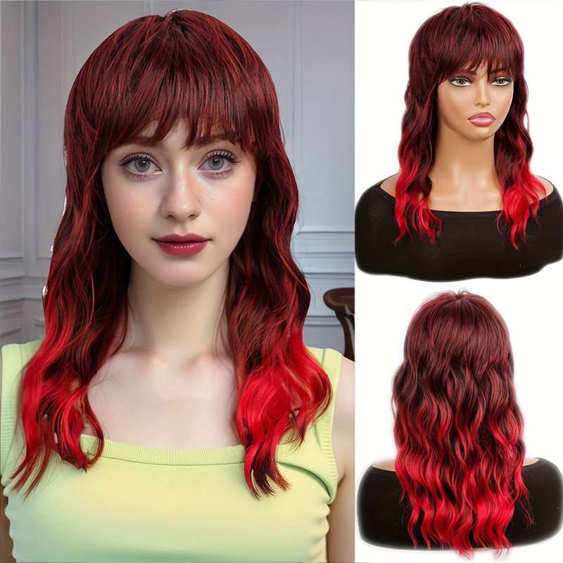 1Pc From Burgundy To Red 40.64cm Fashion Design Wig