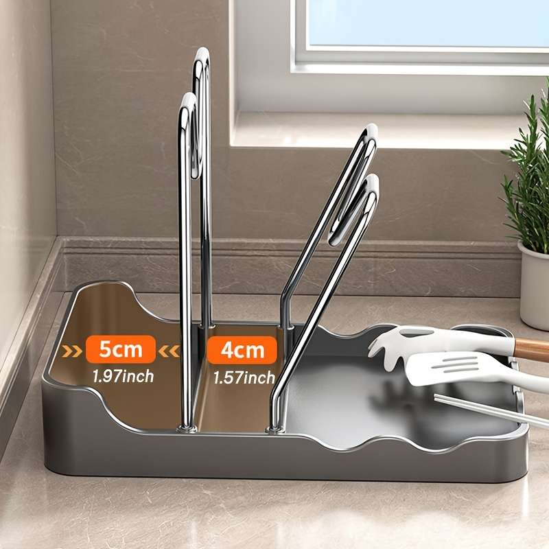 1pc Stainless Steel Kitchen Organizer Rack for Pots Pans Spatulas Spoons Space-Saving Wall-Mo