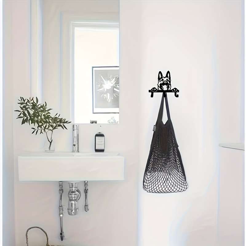 German Shepherd Metal Wall HookEasy Install Black Coated Key  Leash Holder for Kitchen Bathroo