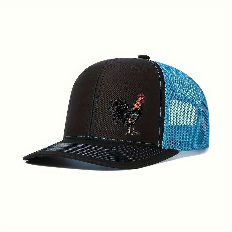 1pc Breathable Mesh Baseball Cap with Vibrant Rooster Print Adjustable Snapback Perfect for Casu