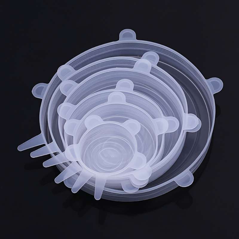 6pcs Silicone Stretch Lids Set Reusable Food Covers for Bowls Plates and Pots Microwave and