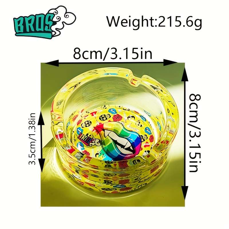 1pc Green Lip Circular Glass Ashtray Suitable for Smokers Decorative Cigarette And Cigar Holder