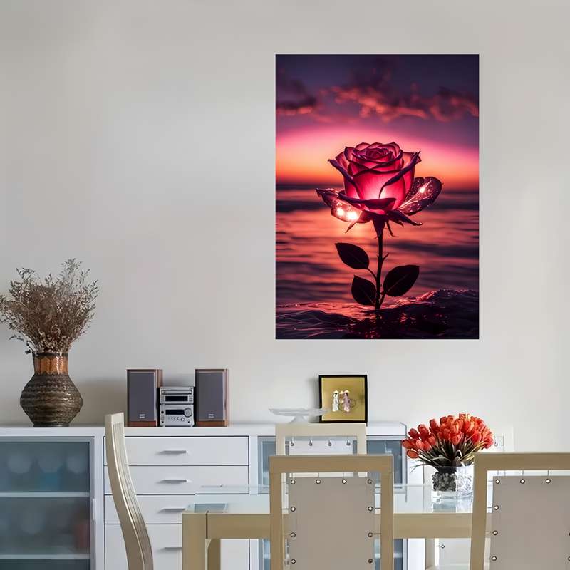 1000pcs Rose Flower Jigsaw Puzzle Vibrant Sunset Design Challenging DIY Brain Teas