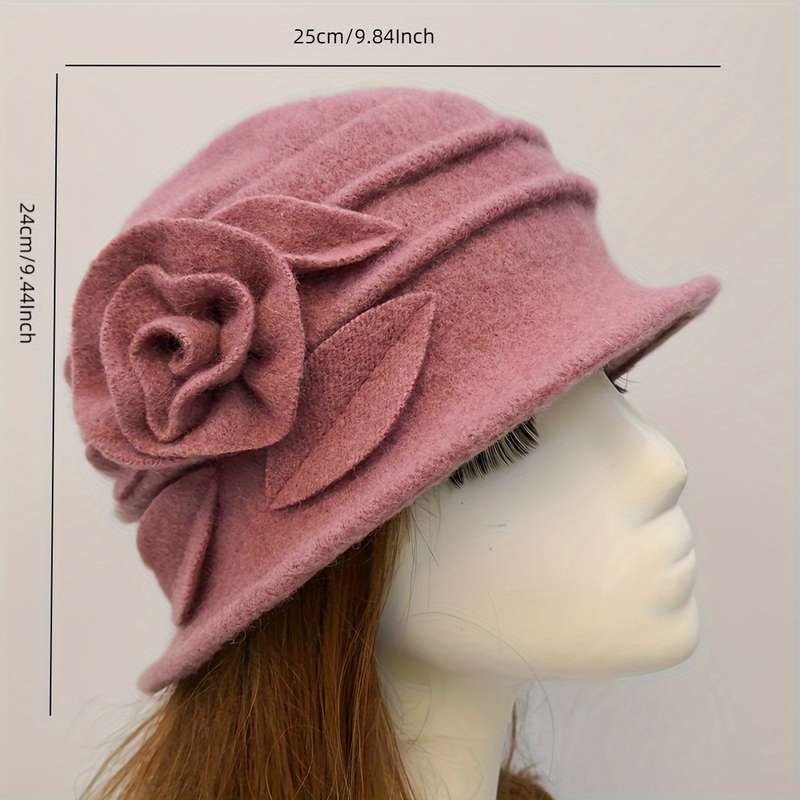 1pc 8 Colors Wool Top Hat Basin Hat Winter Middle-aged Women's Hat Elegant Middle-aged Woolen Mom H