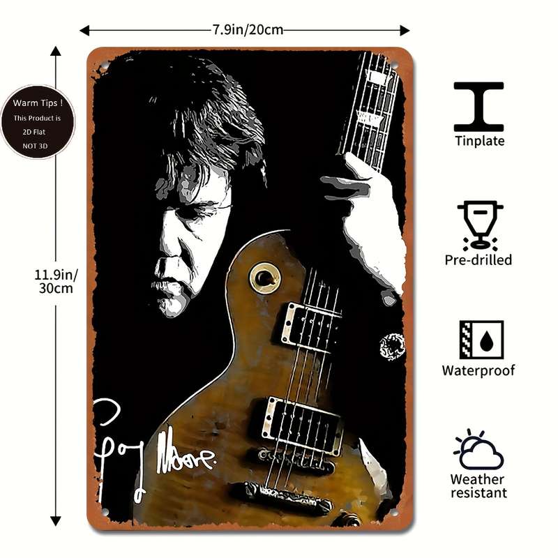 1pc 2D Flat Painting Simulation  Gary Moore Poster for Home Kitchen Dining Room Bedroom Garden