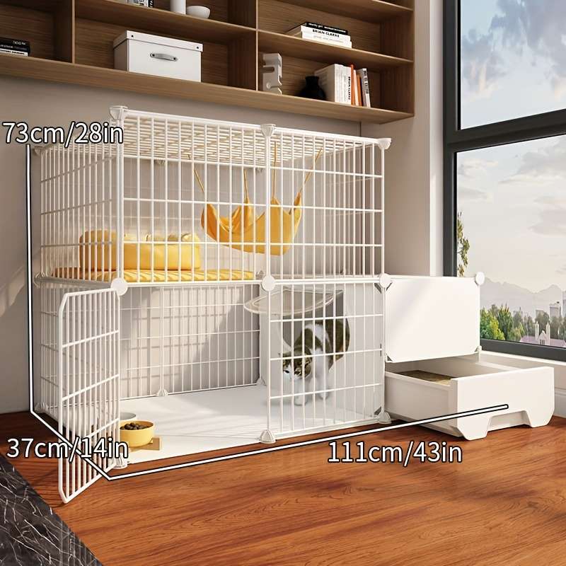 1pc 2-row external litter box Pet Cage