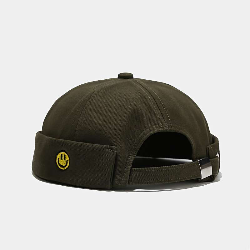1pc Comfortable Soft Cotton Trucker Hat with Golden Face Embroidery Lightweight Fitted All-Seas